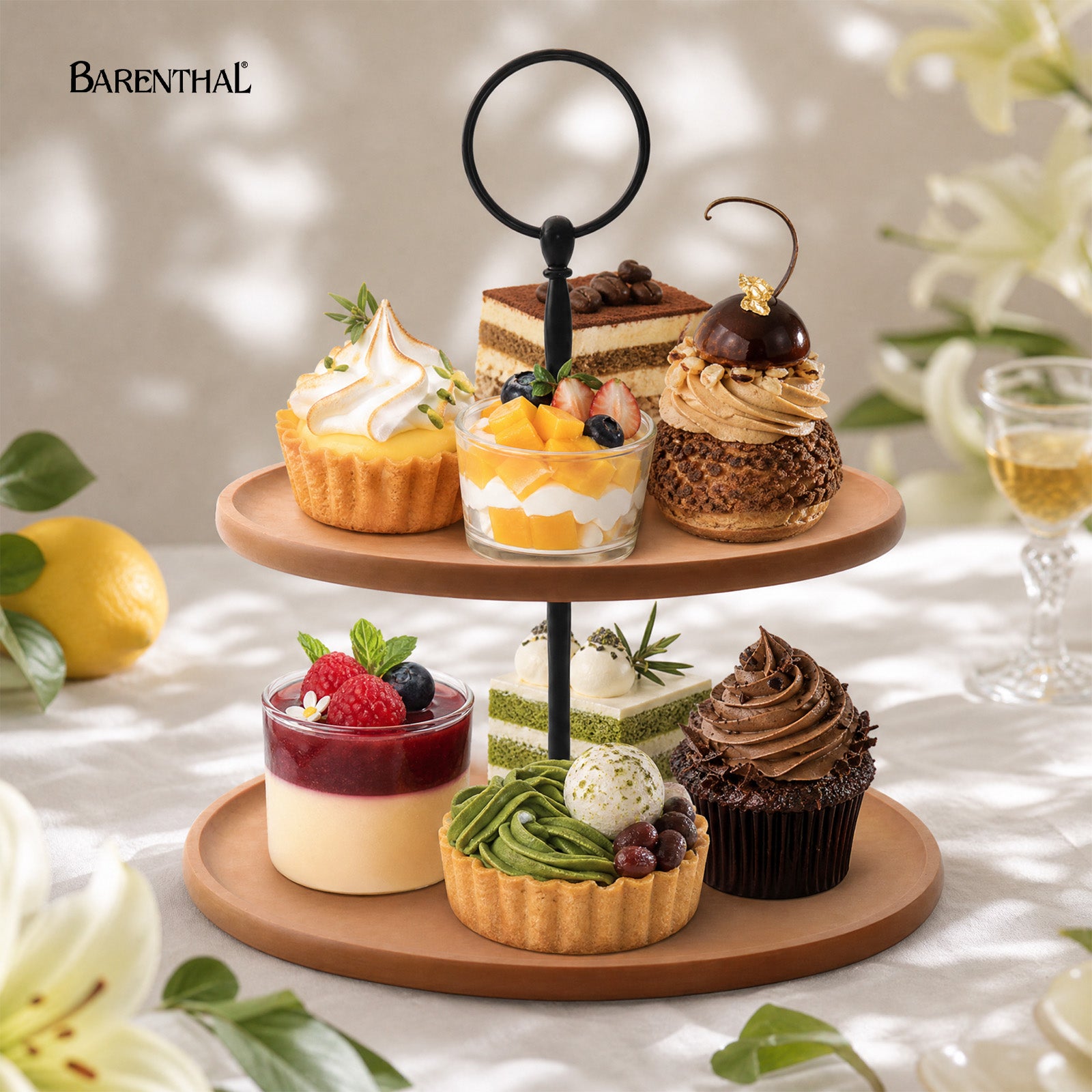 Barenthal 2-Tier Wood Fiber Cupcake Stand, Tiered Dessert Serving Tray for Table Display - elegant two-tier stand for cupcakes, pastries, and snacks, perfect for parties and events