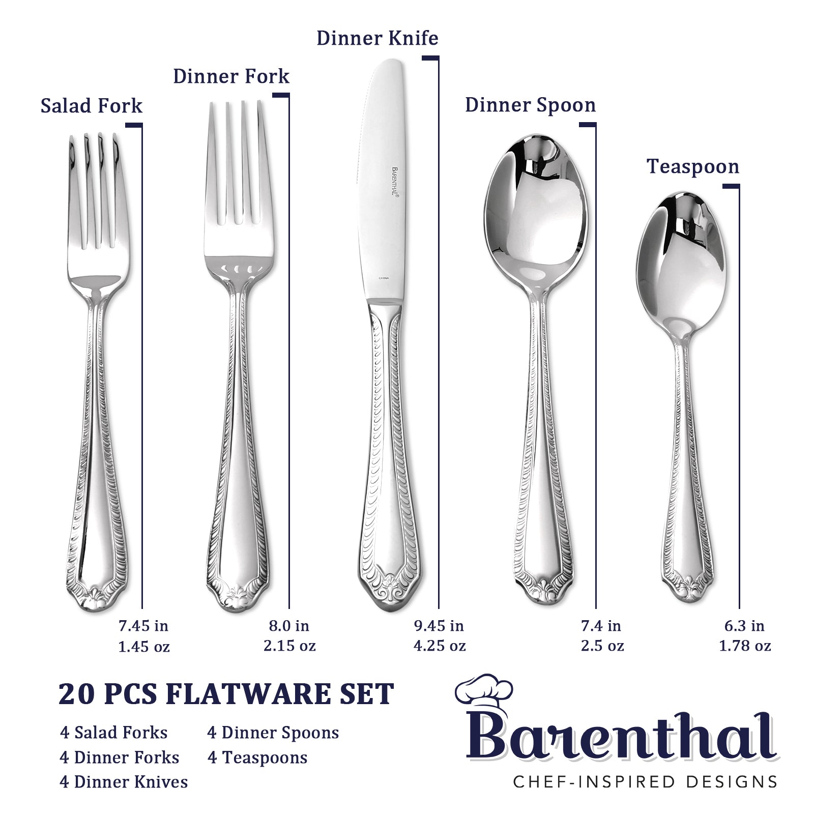 Fiori 20-Piece Silverware Set, Service for 4