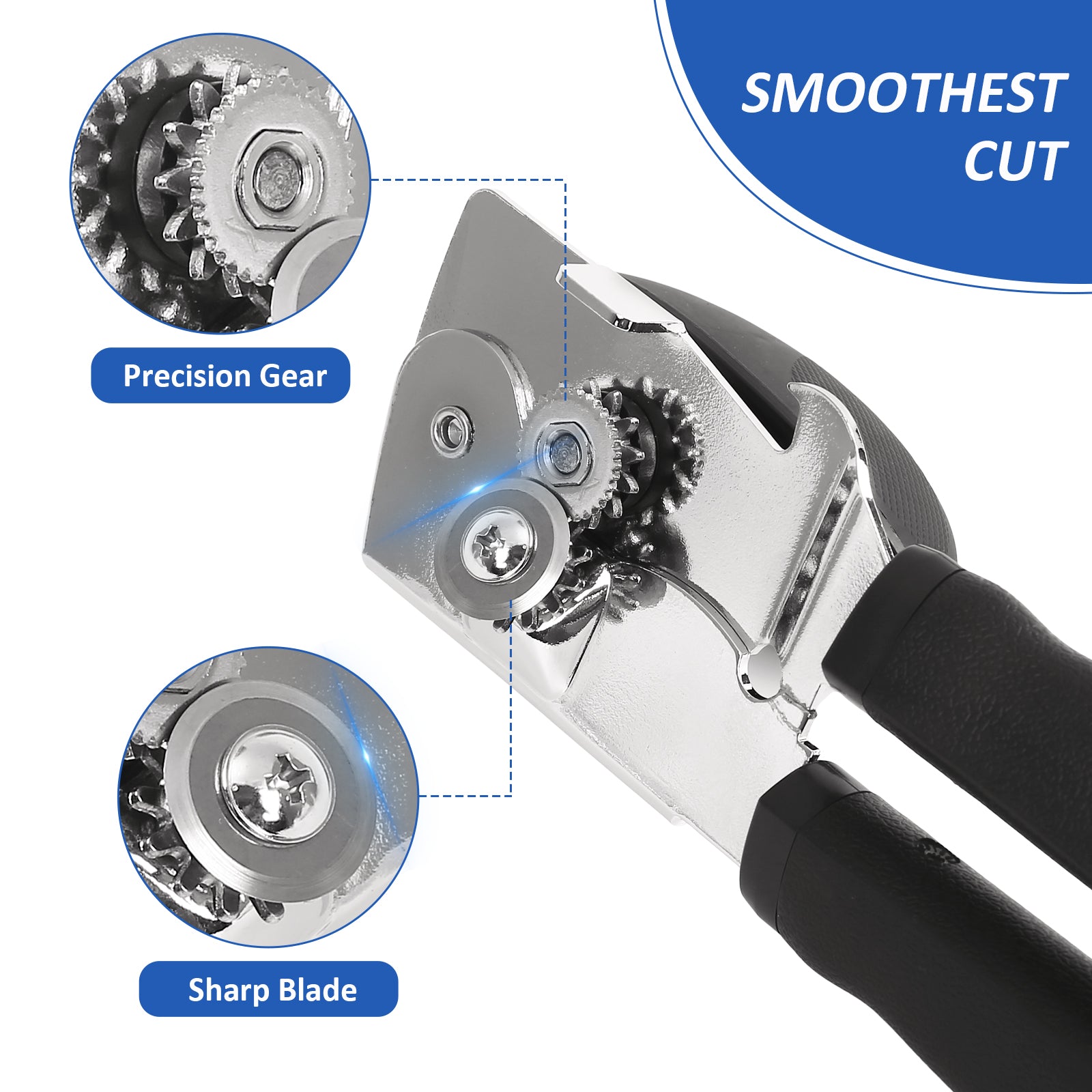 Barenthal Manual Can Opener Built-in Beer Opener, Can Opener for Seniors Anti-Slip Handles Easy to Use, Heavy Duty Can Opener Sharp Blade Smooth Edge with Gift Box, Can Openers for Christmas Gifts