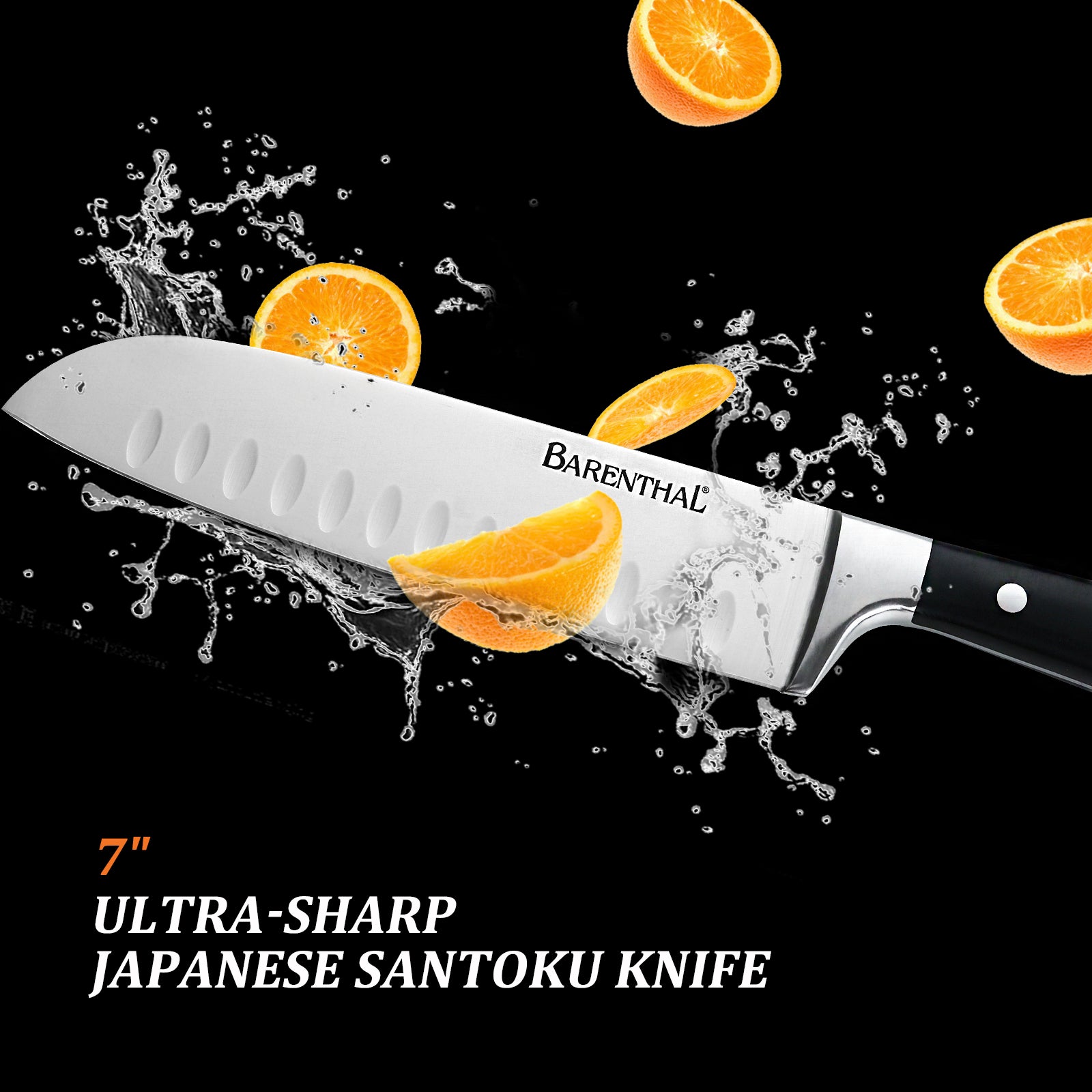Barenthal 17-piece knife set includes knives, storage block and knife sharpener, showcasing exquisite blade and block detailed design.