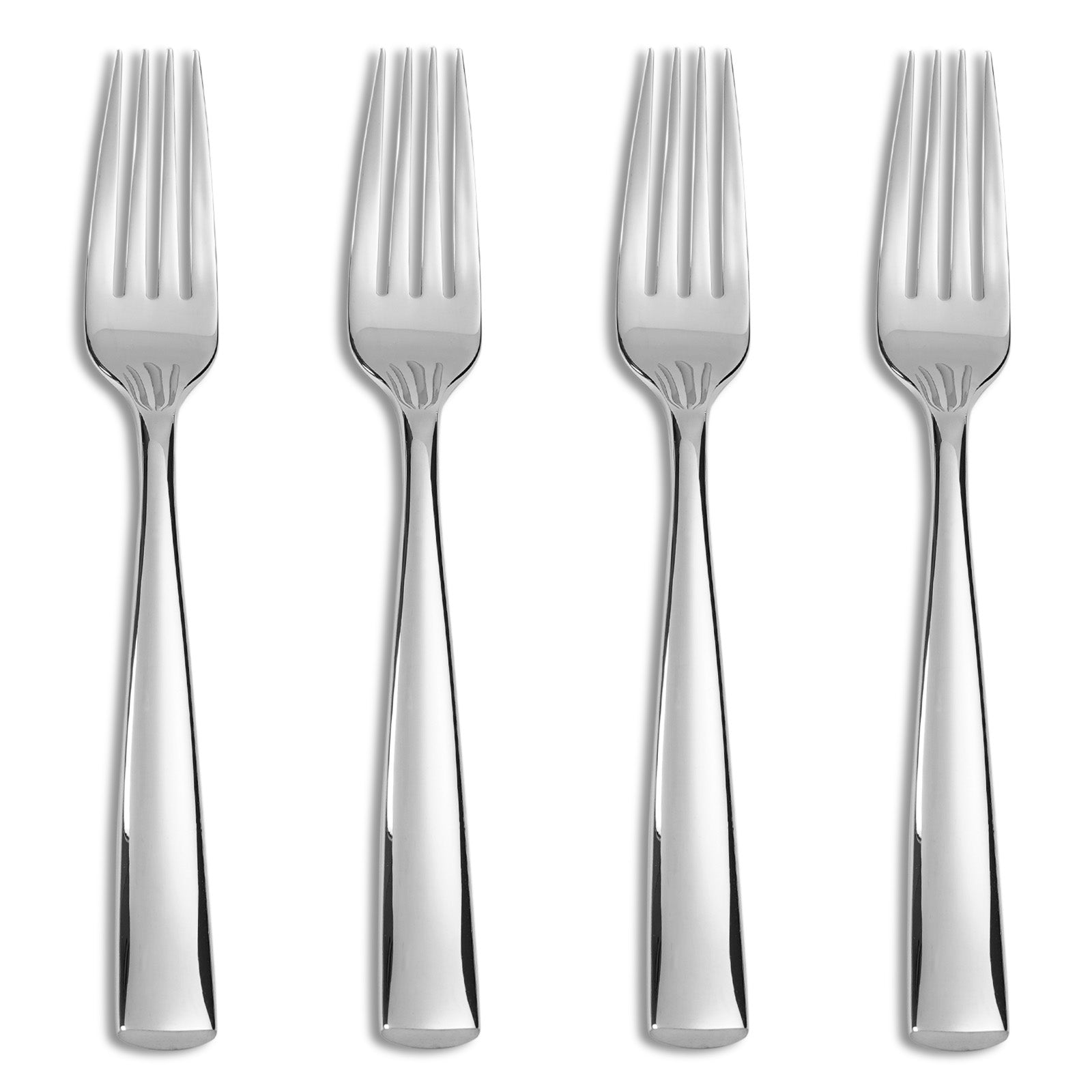 Barenthal 4-piece exquisite stainless steel dinner fork set, ideal for formal dining, presenting fine details and glossy metallic finish.