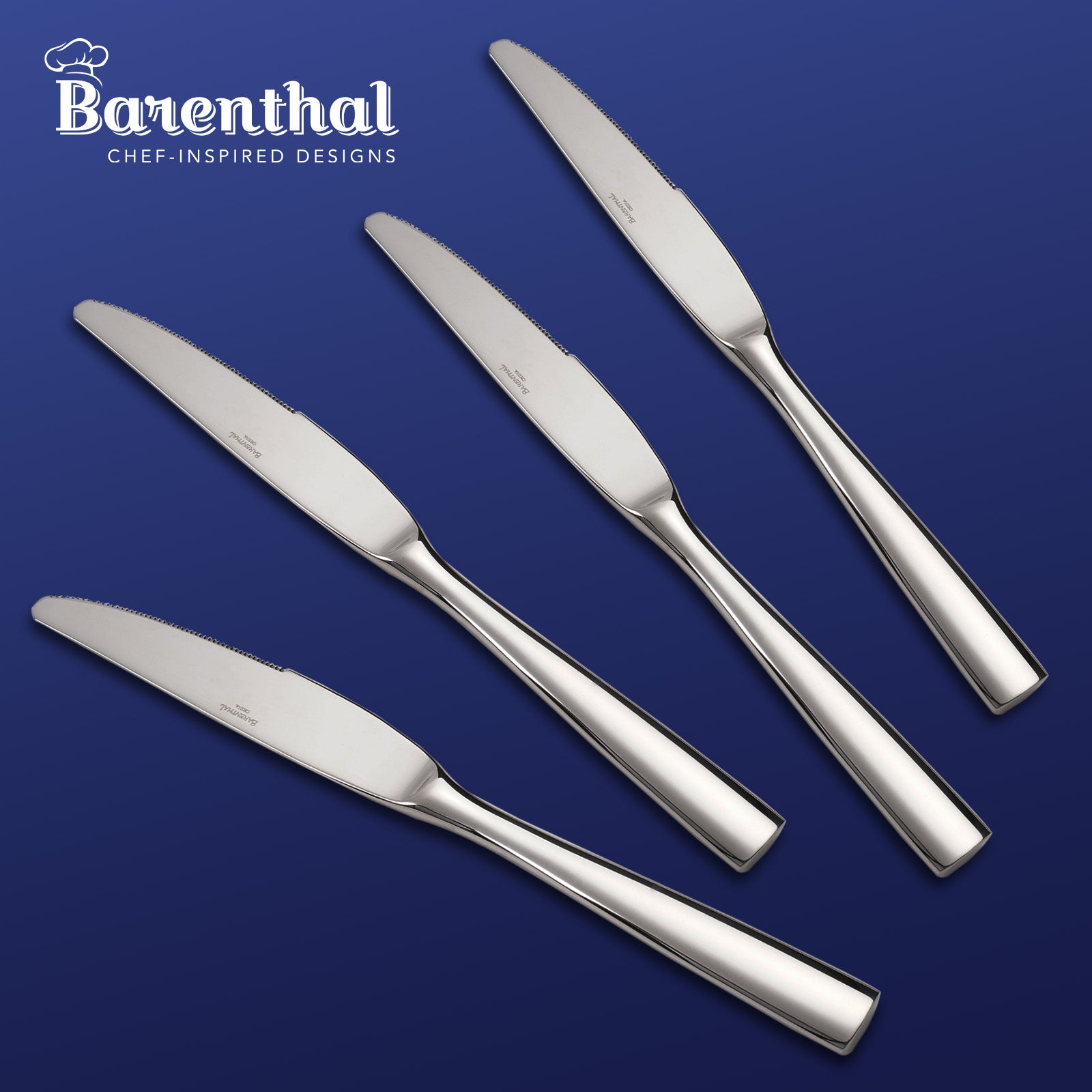 Barenthal 4-piece stainless steel dinner knife set, modern design, smooth and sharp blade, perfect for formal dining occasions.