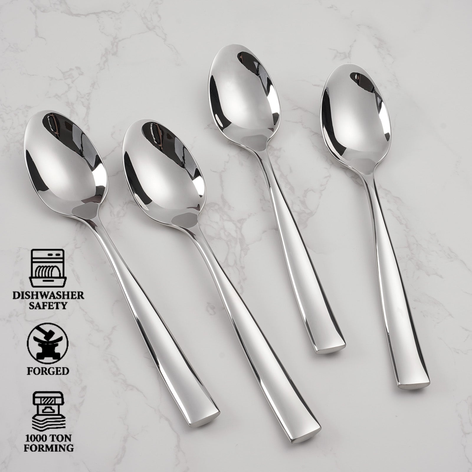 Barenthal 4-piece dinner spoons, smooth stainless steel material, classic table accessories for formal dining.