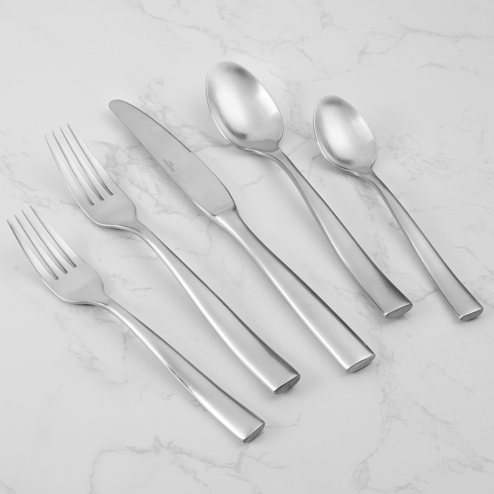 Barenthal Marin Matte Flatware Set, includes knives, forks and spoons, polished stainless steel with metallic luster, ideal for home and restaurant use.