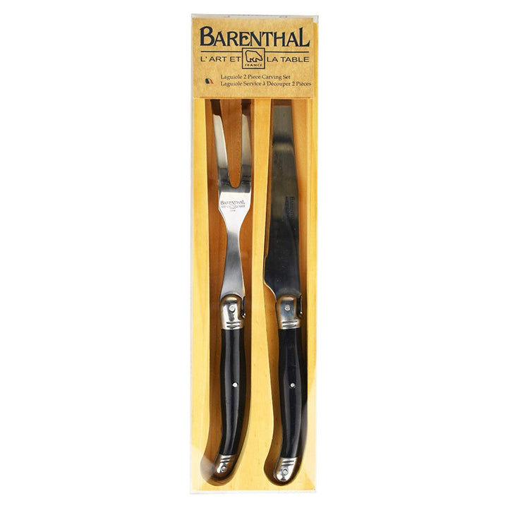Stainless Steel Carving Fork and Knife Set by Barenthal, crafted from durable 18/10 stainless steel and designed for carving meats and everyday food preparation.