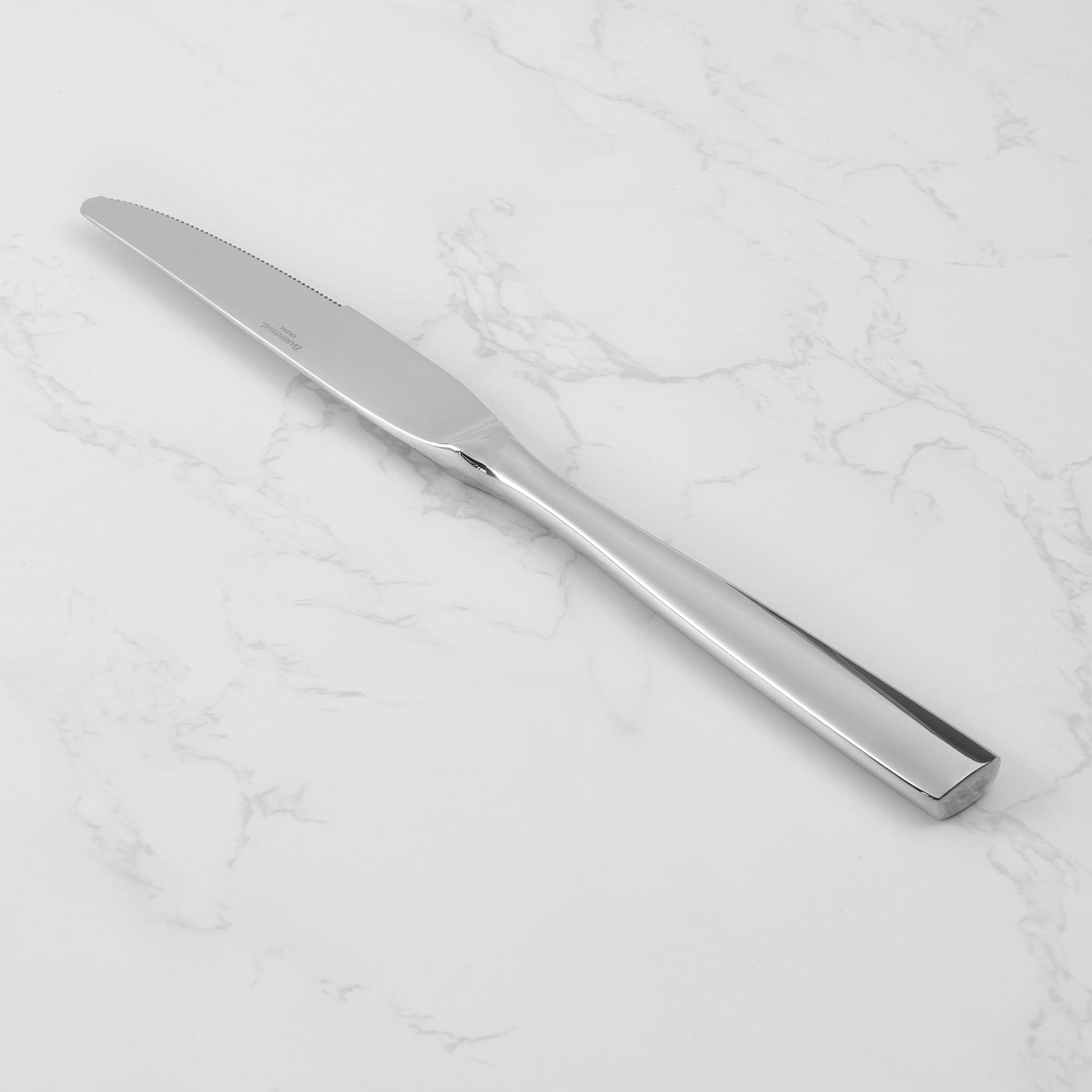 Barenthal Marin Dinner Knife, smooth stainless steel body, ideal for formal dining, detailed display of blade and handle.