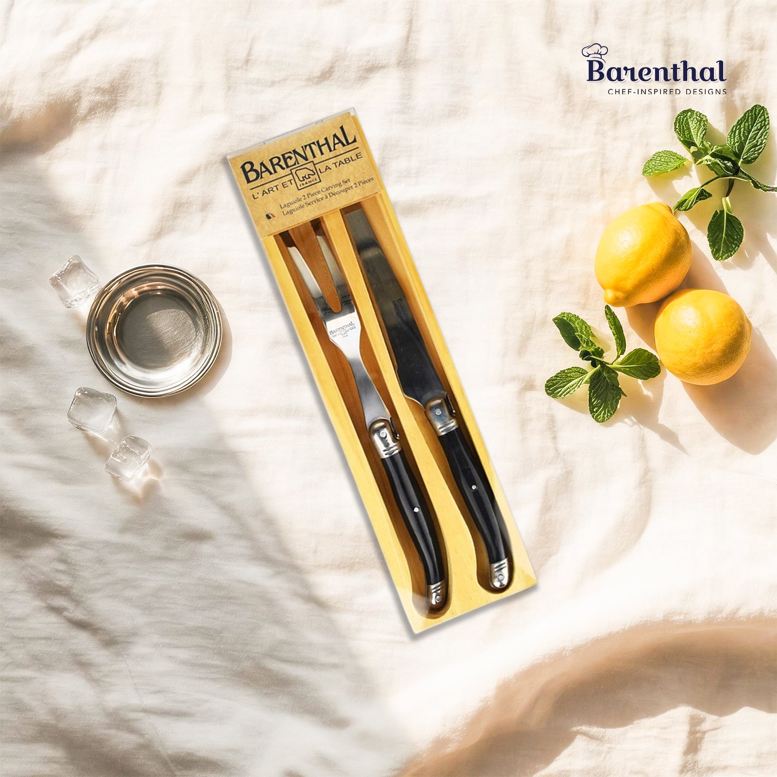 Barenthal 2-Piece Carving Knife and Fork Set, 18/10 Stainless Steel - premium carving utensils with ergonomic handles, ideal for meats and roasts
