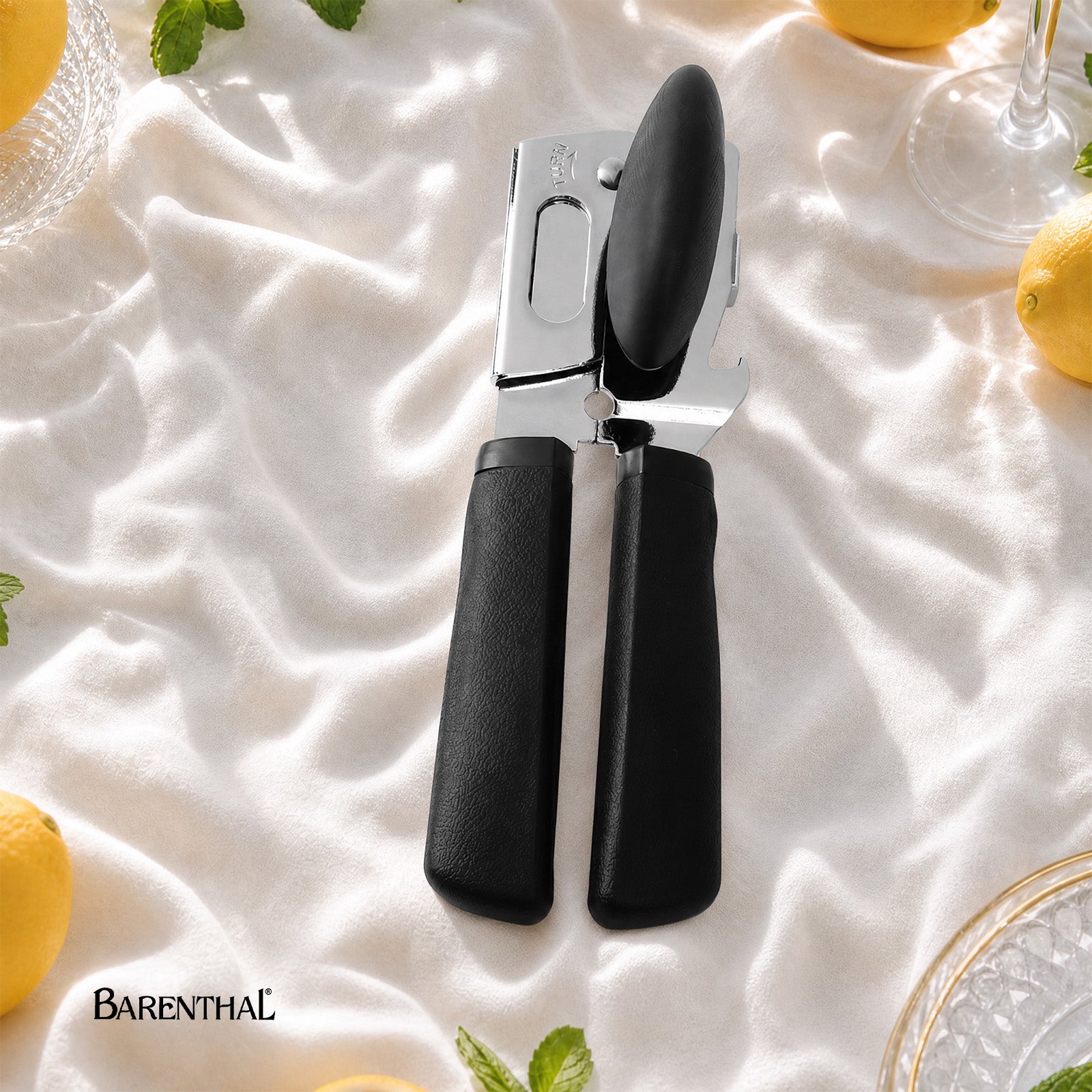 Barenthal Manual Can Opener with Built-in Bottle Opener - heavy-duty stainless steel mechanism with ergonomic non-slip handles, multi-functional kitchen tool