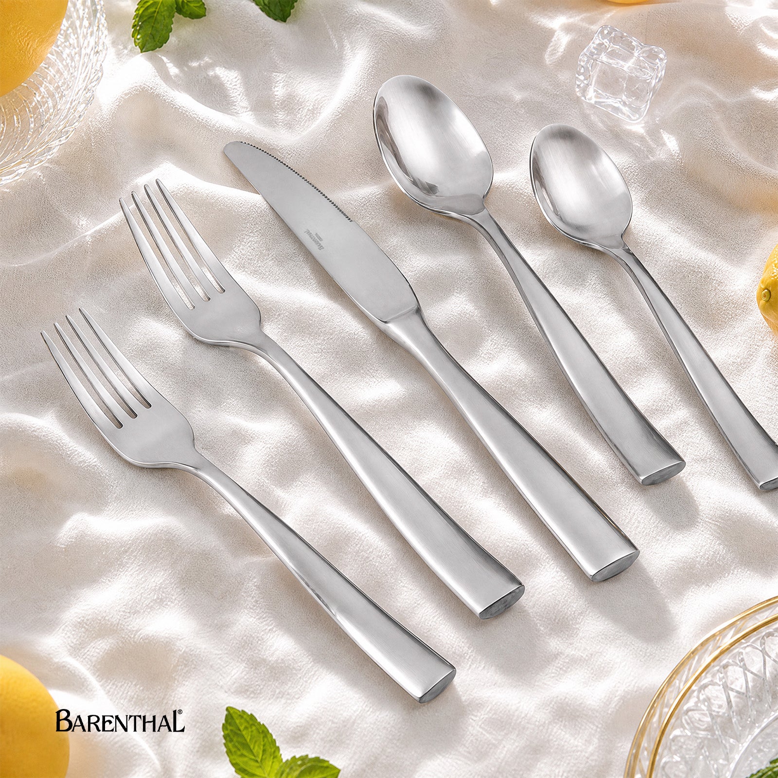Barenthal Marin Satin Flatware Set - satin-finish stainless steel cutlery set, includes forks, knives, and spoons for everyday dining