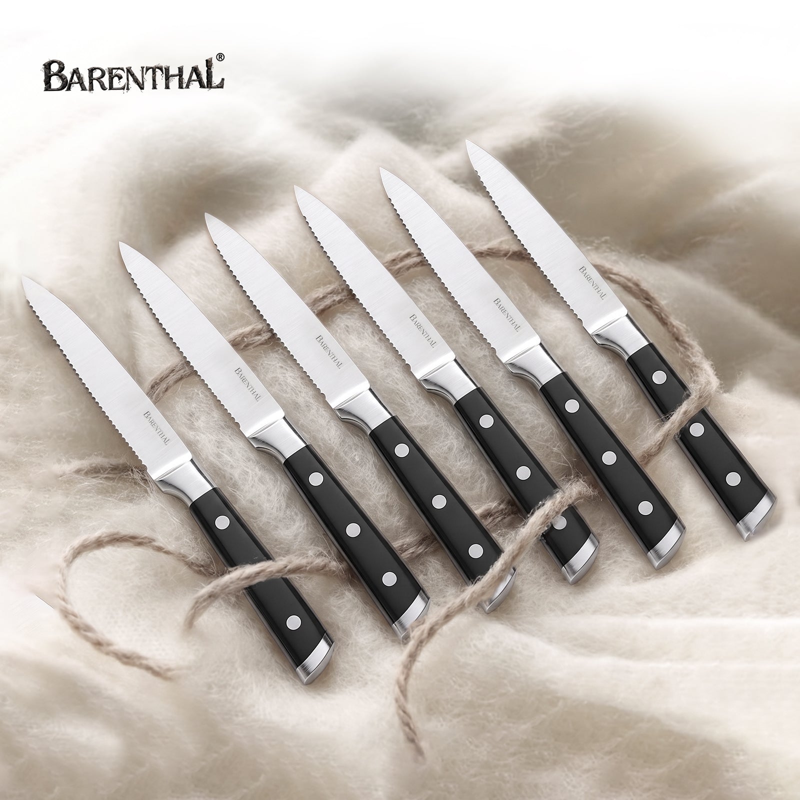Barenthal 6-Piece Classic Serrated Steak Knife Set, German Stainless Steel