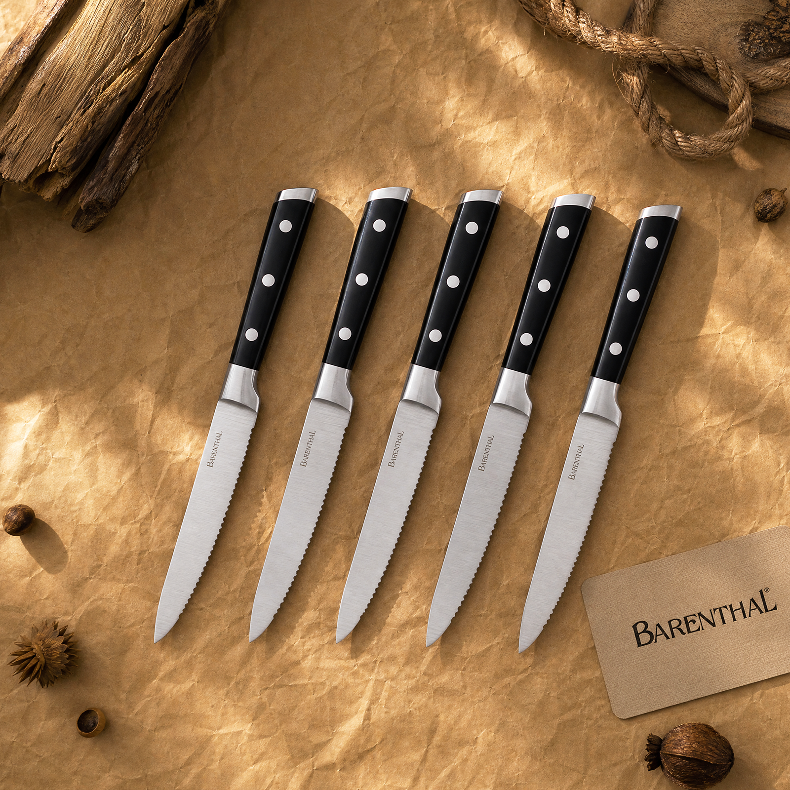 Barenthal 6-Piece Classic Serrated Steak Knife Set, German Stainless Steel
