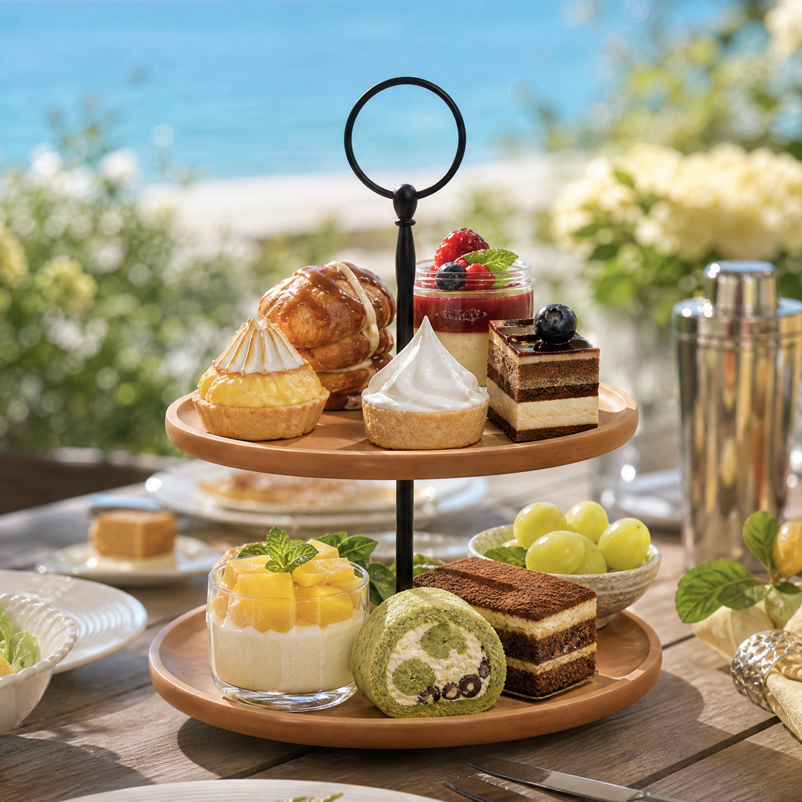 2-Tier Wood Fiber Cupcake Stand, Tiered Dessert Serving Tray for Table Display