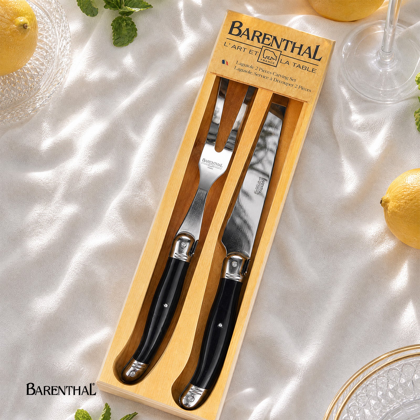 Barenthal 2-Piece Carving Knife and Fork Set, 18/10 Stainless Steel - premium carving utensils with ergonomic handles, ideal for meats and roasts