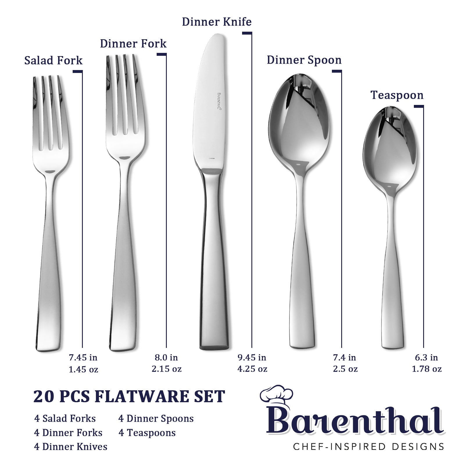 Barenthal-Luxury Heavy Duty Silverware Set for 4, Dishwasher Safe