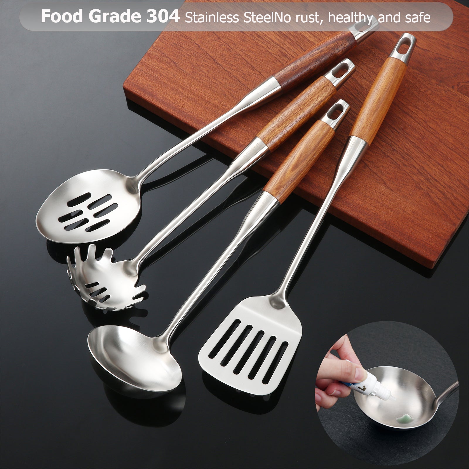 Barenthal 4-piece stainless steel kitchen utensil set with spatula and soup ladle, durable for daily home cooking.