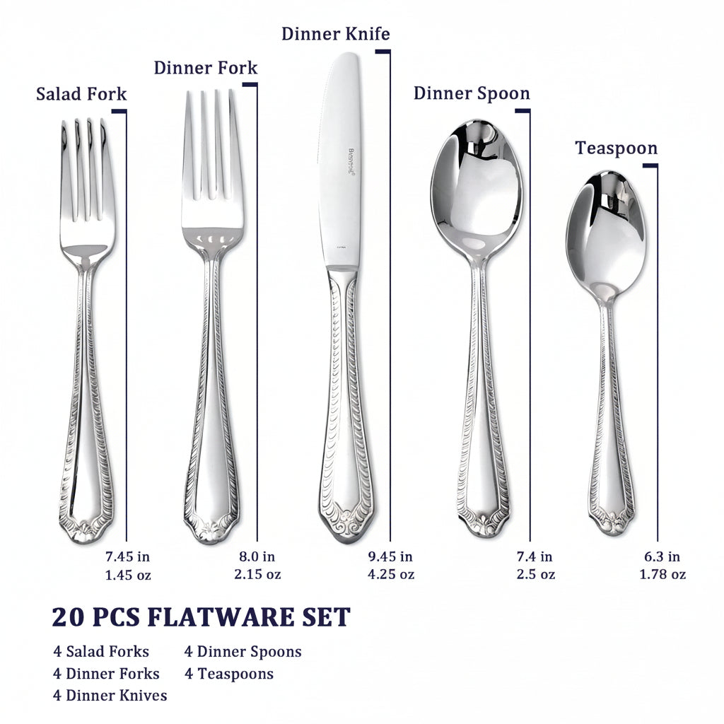 Fiori 20-Piece Silverware Set, Service for 4