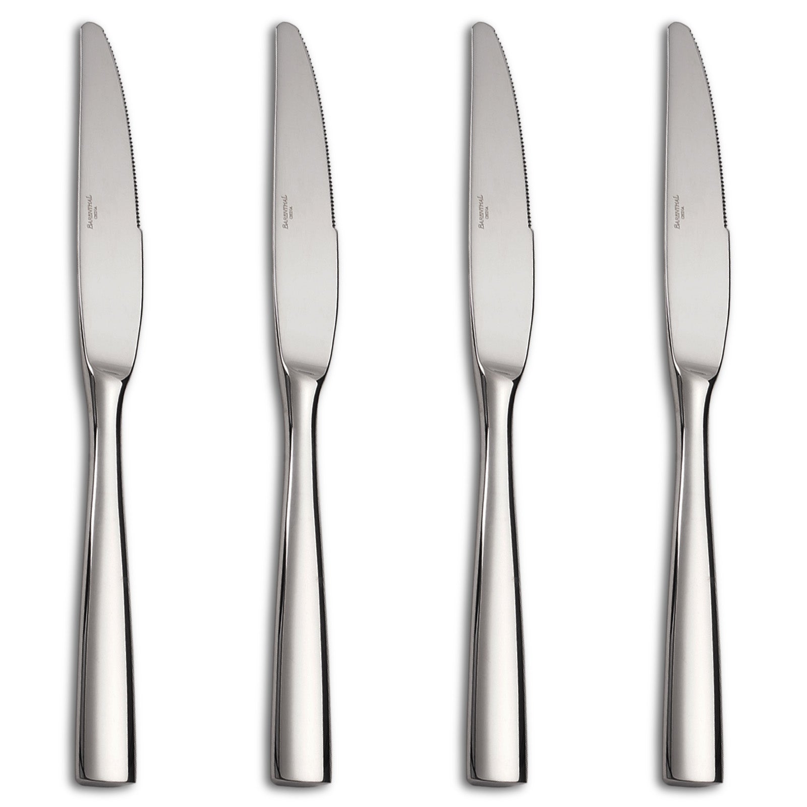 Barenthal 4-piece dinner knife set with sharp blades and smooth stainless steel body, great for family meals and formal occasions.