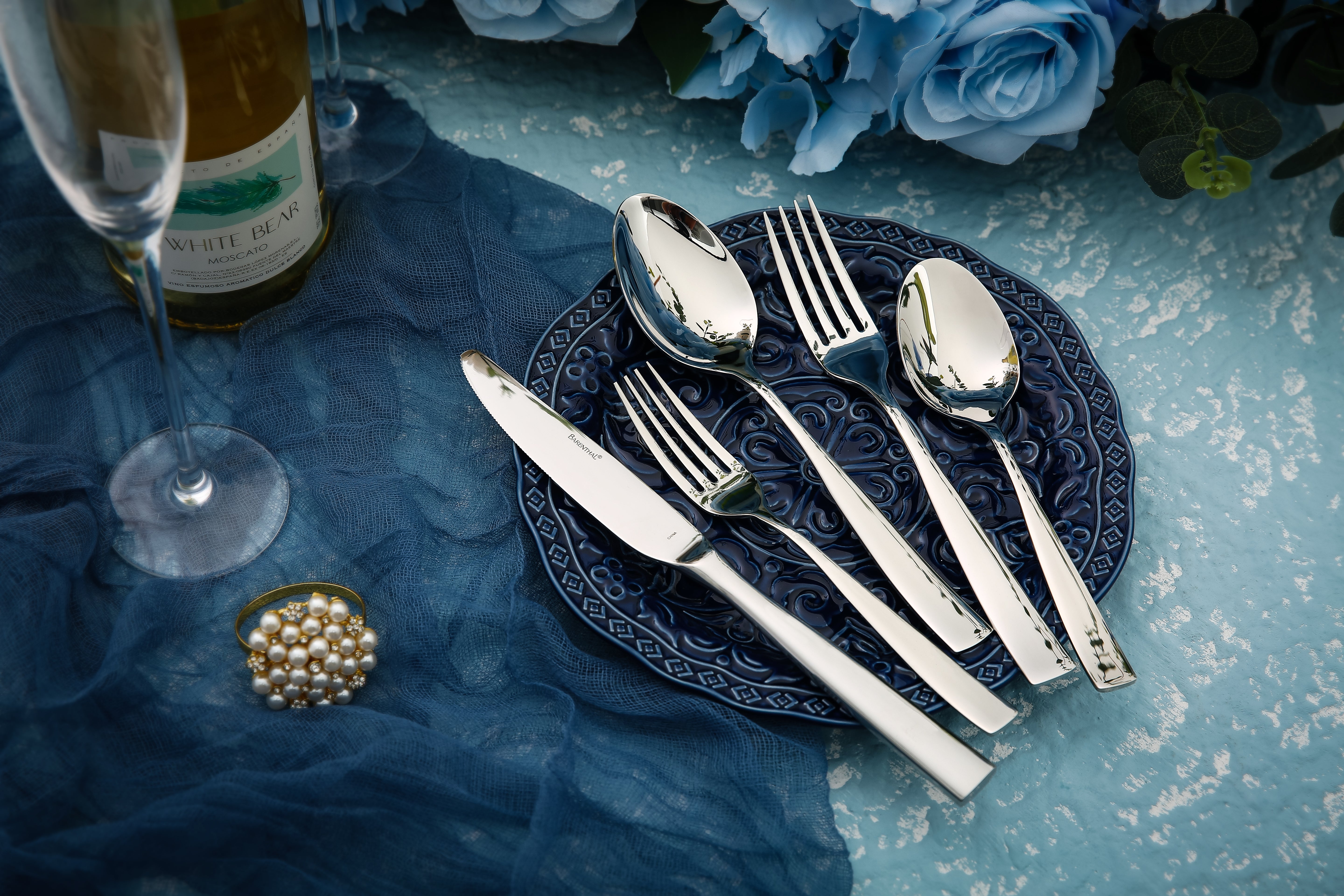 Barenthal Belotto Luxury Heavy Silver Flatware Set, 20 pieces for 4 people, dishwasher safe, elegant silver finish.