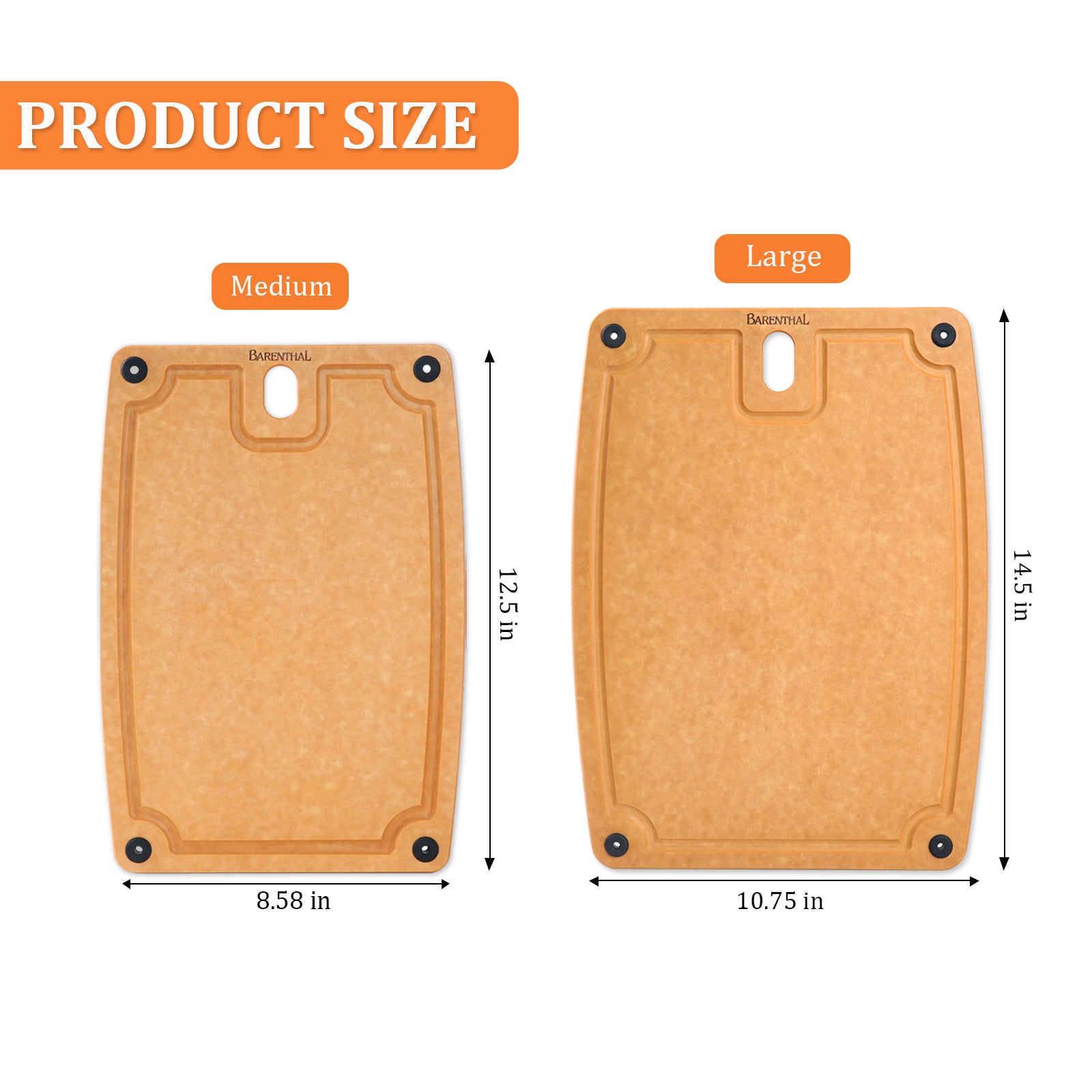 Barenthal eco-friendly composite cutting board set, featuring two sturdy and durable kitchen chopping boards.