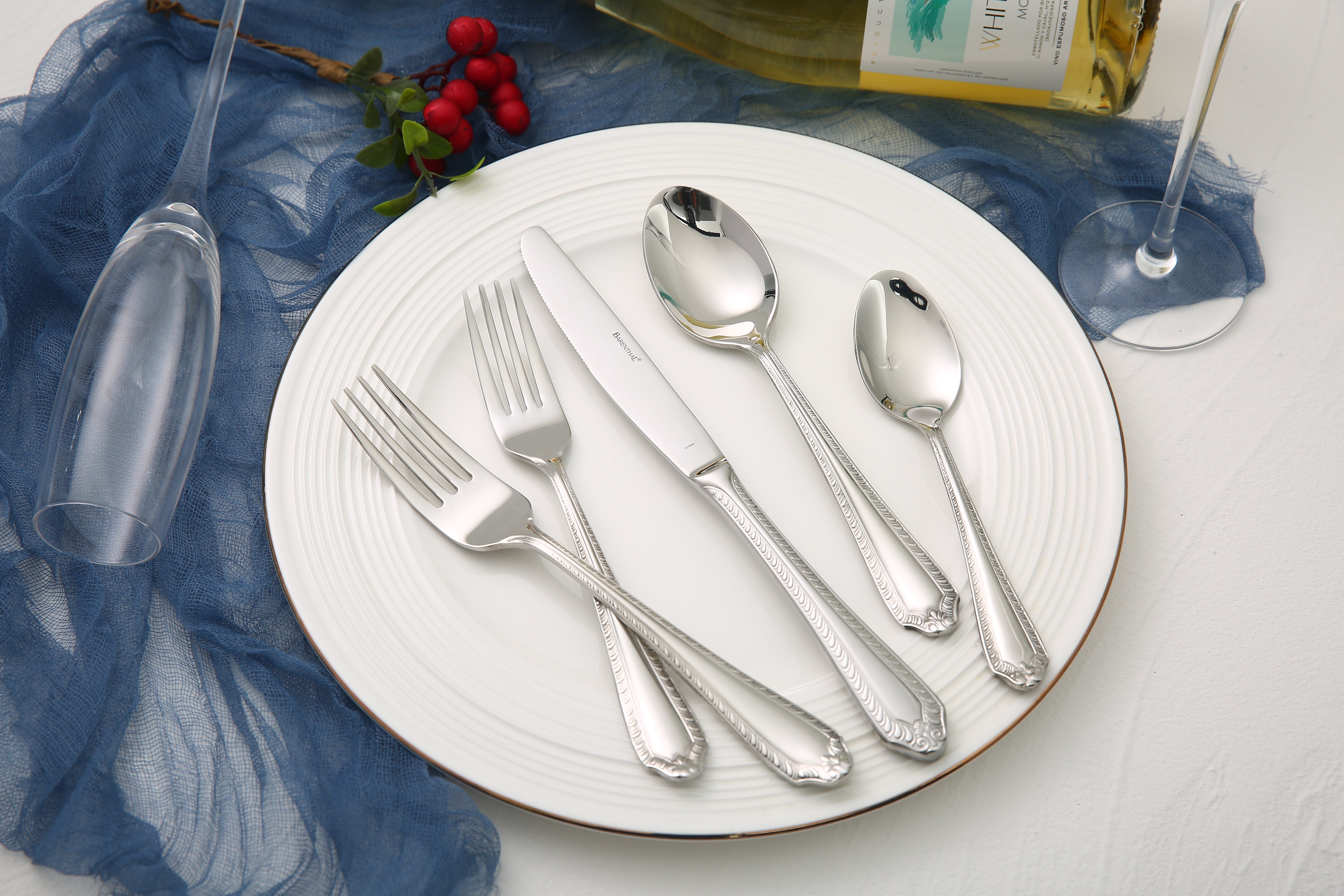 Barenthal Fiori 20-piece stainless steel flatware set, service for 4, luxury style, dishwasher safe, perfect for family meals.
