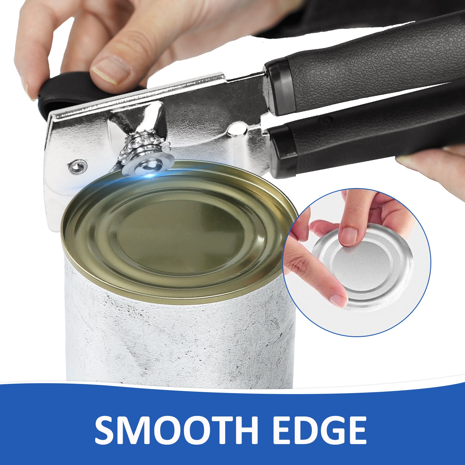 Barenthal manual can opener with beer bottle opener, non-slip handle, heavy-duty blade and smooth edge, senior-friendly, ideal for gift giving.