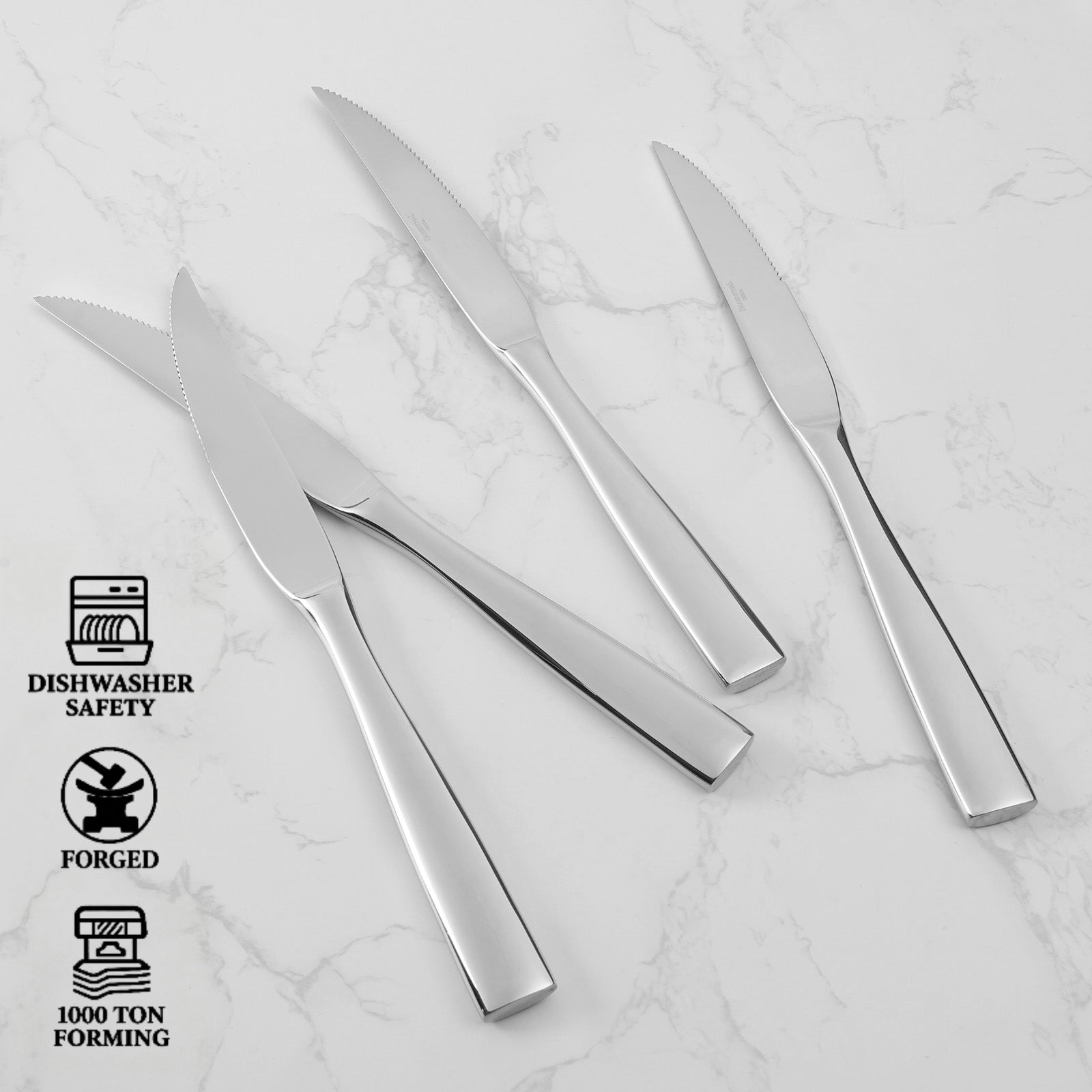 Barenthal Marin Mirror Steak Knife Set, 4PCS Stainless Steel Knives with smooth blades, great for cutting steak and meats.