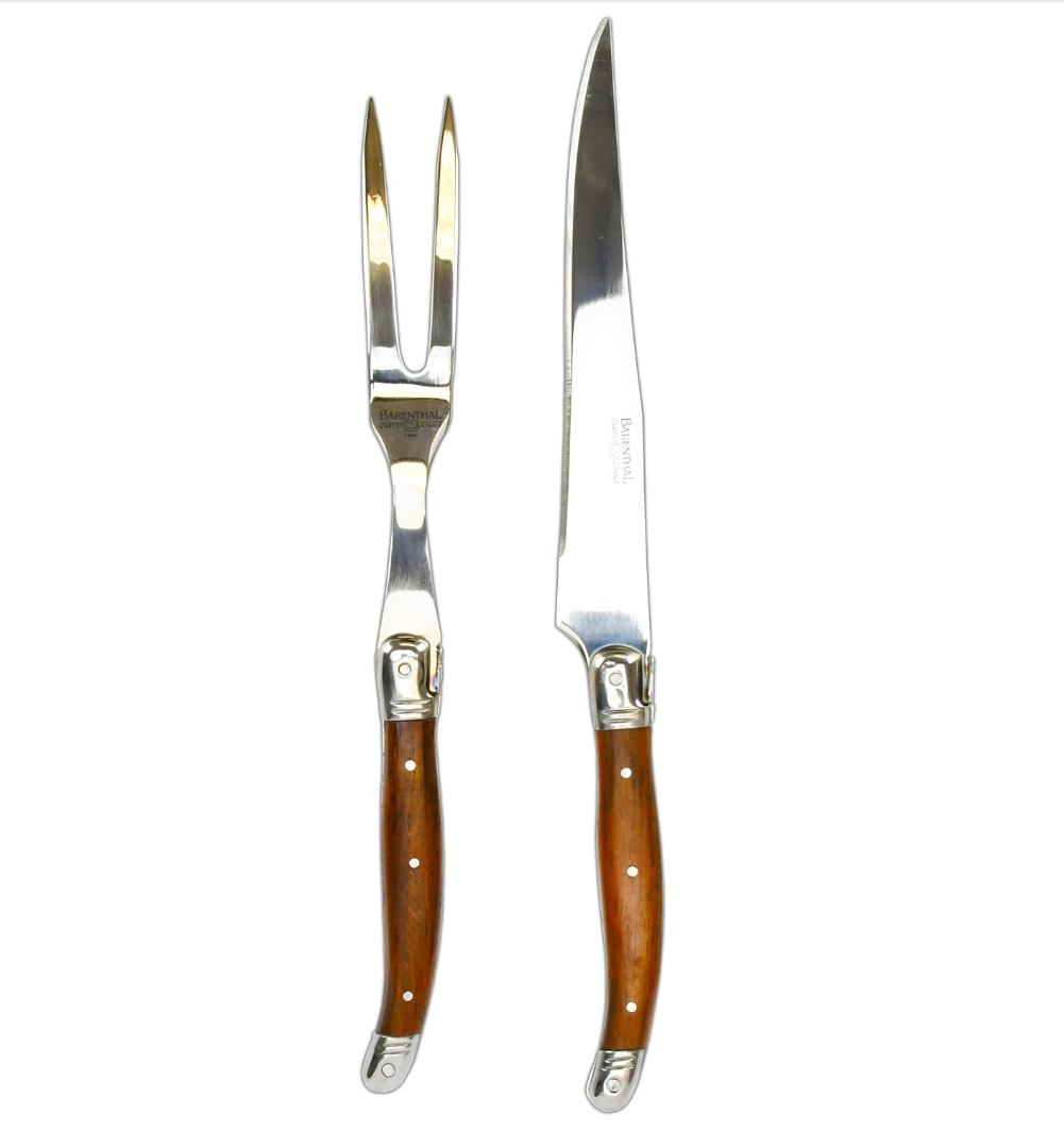 2-Piece Stainless Steel Carving Fork and Knife Set crafted from durable 18/10 stainless steel, designed for cooking, carving, and elegant table serving.
