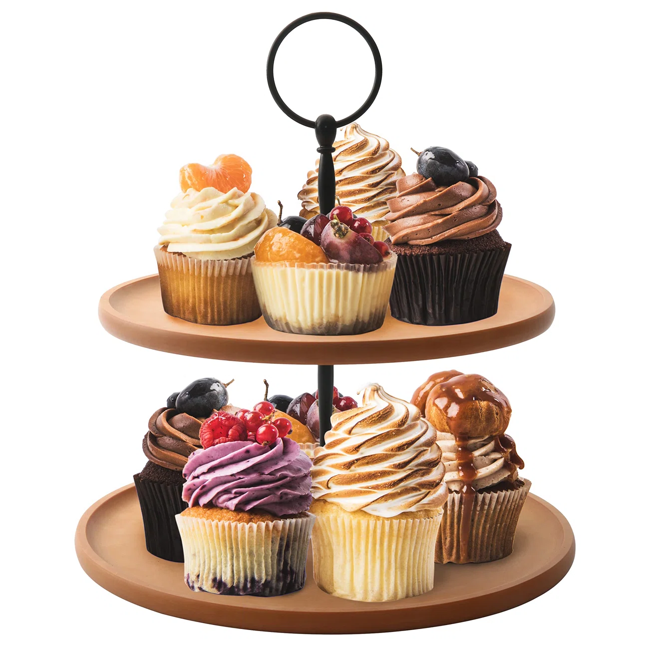 Barenthal wooden fiber double-layer dessert stand, layered tray for cakes and pastries, perfect for dessert table decoration and display.