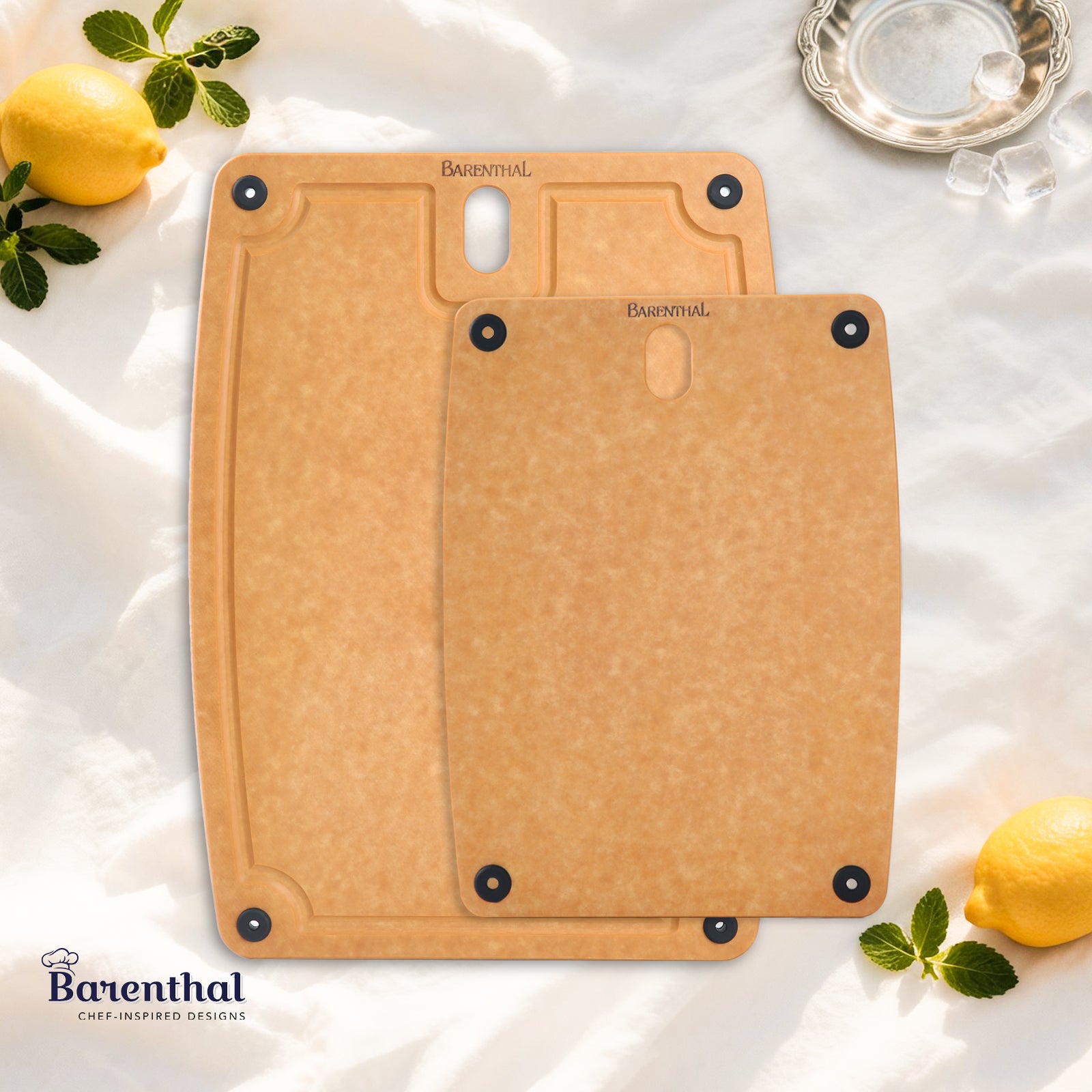 Barenthal 2-Piece Eco-Friendly Composite Cutting Board Set - reversible, non-slip kitchen boards with juice grooves, dishwasher safe for meal prep