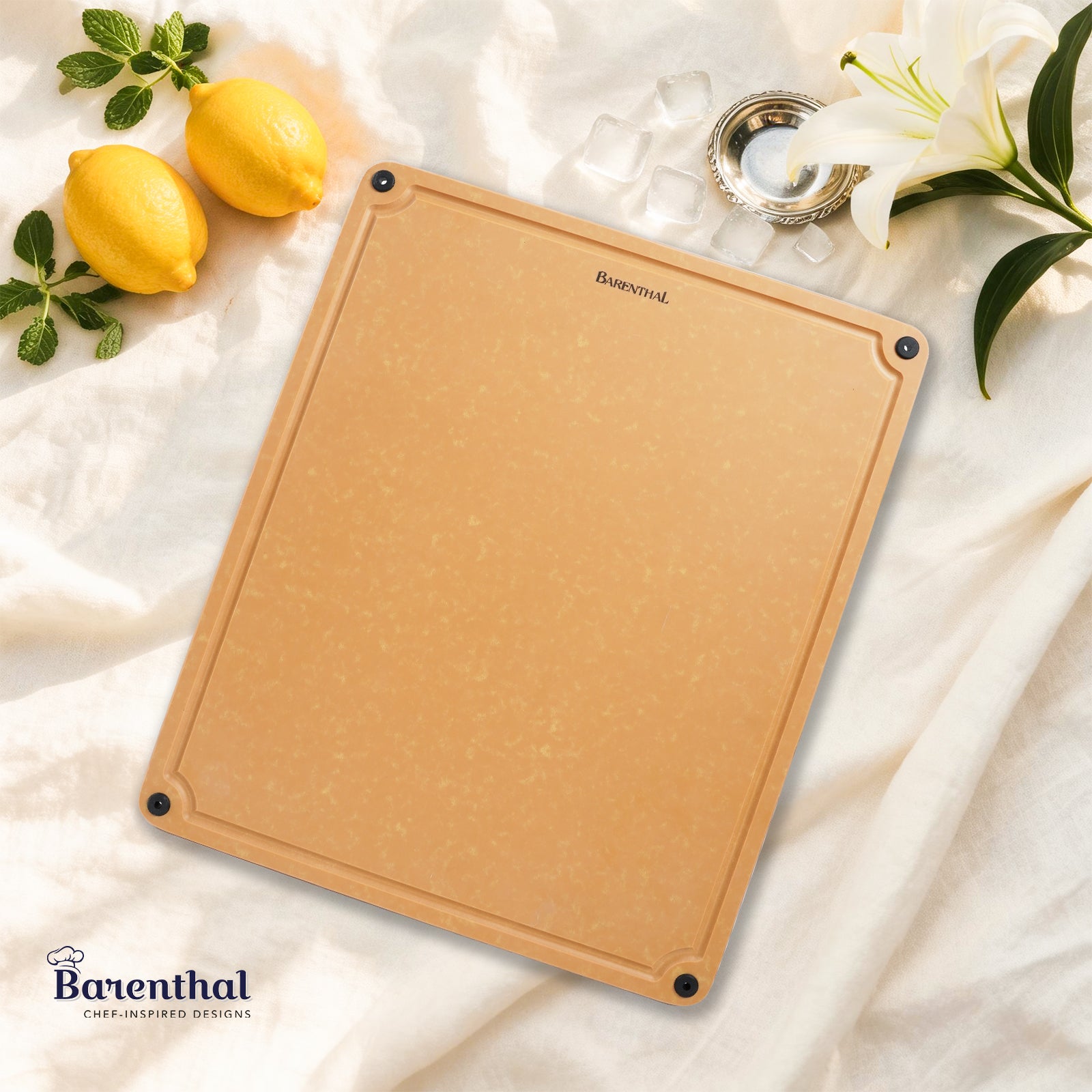 Barenthal Eco-Friendly XL Reversible Cutting Board for Kitchen Meal Prep & Serving, with Non-Slip Feet and Juice Groove, Dishwasher Safe
