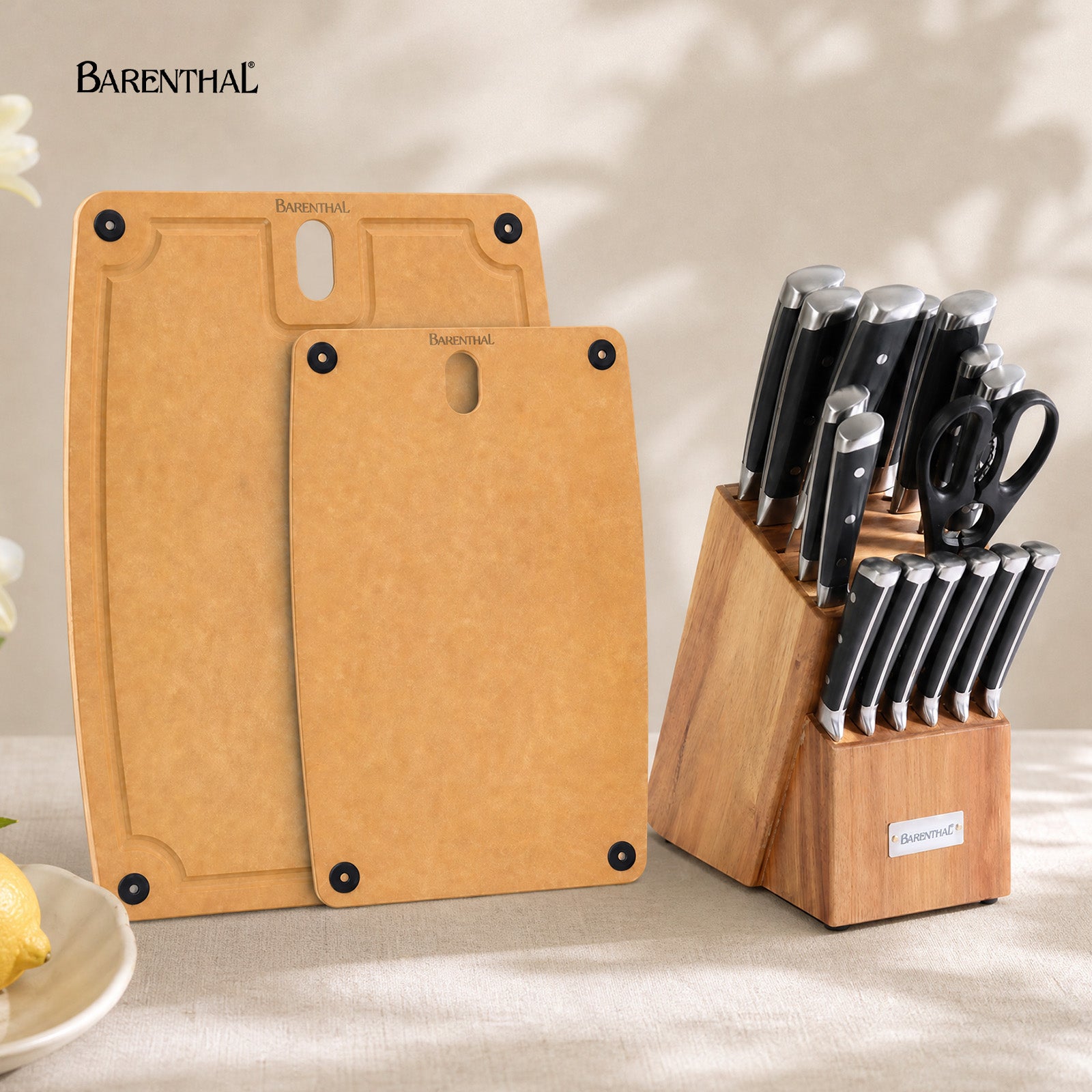 Barenthal Cookware Bundle – Practical Choices, includes knife set with wooden block and eco-friendly cutting boards, complete kitchen prep set