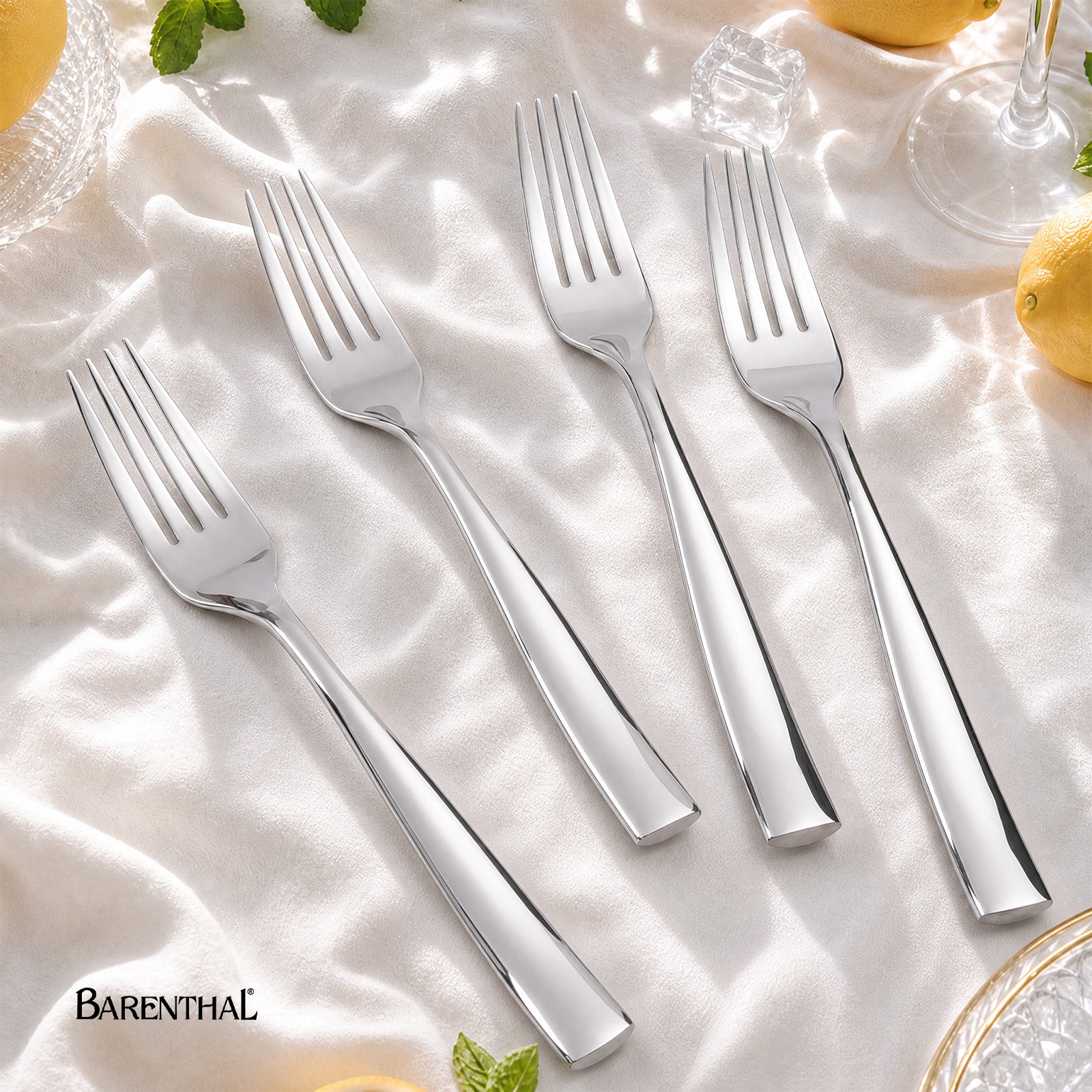 Barenthal Couture Salad Forks, Set of 4 - polished stainless steel salad forks with sleek handles, ideal for salads and appetizers