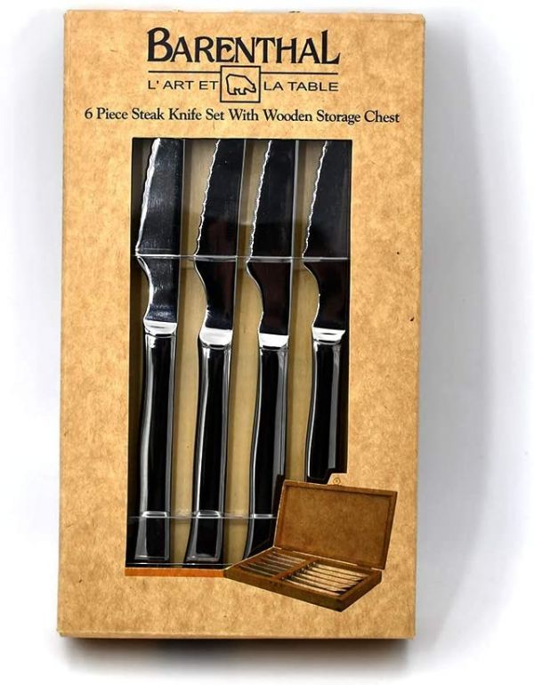 6pc Steak Knife Set w/ Wooden Storage Chest